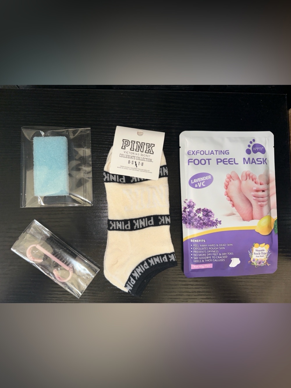 PINK Victoria's Secret Cream Low-Cut Socks + foot care bundle